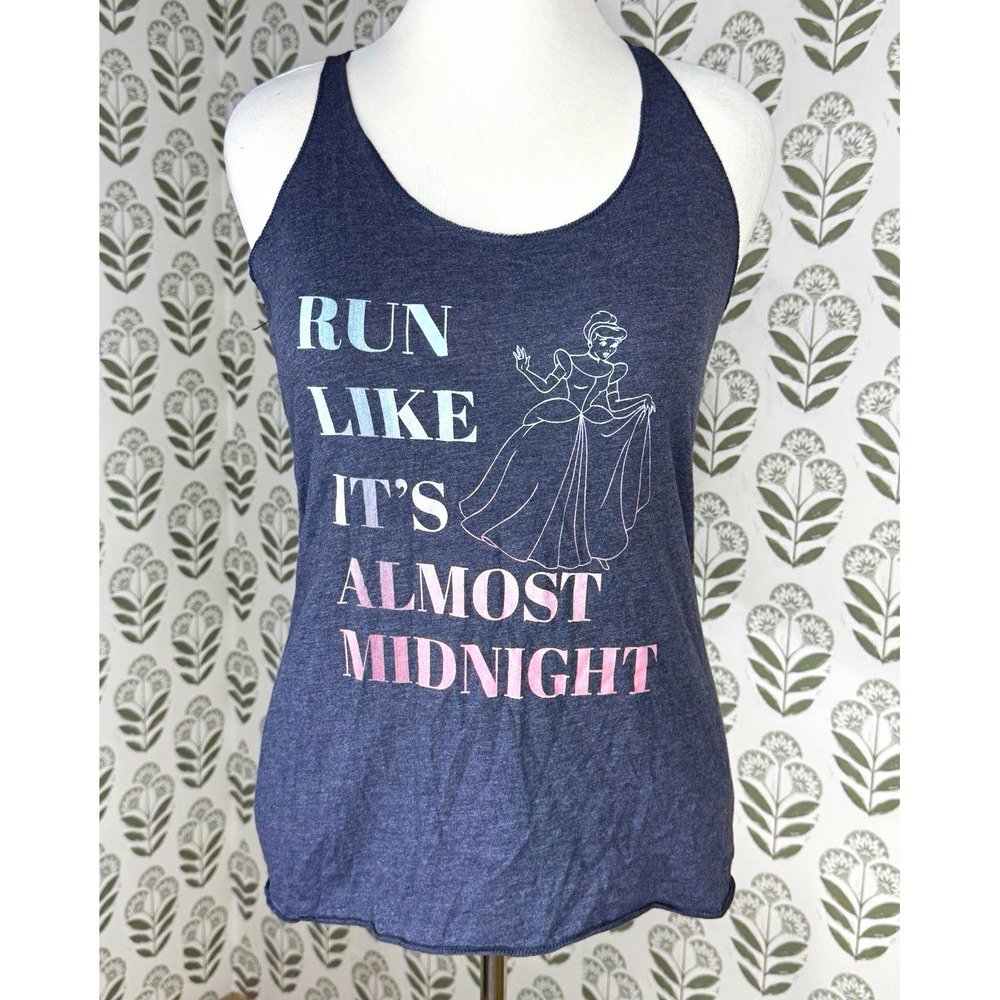 Disney Cinderella "Run Like It's Almost Midnight" Blue Racerback Tank Top L